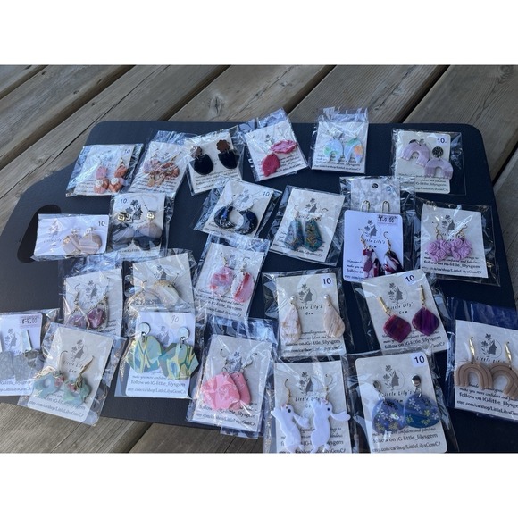 For ResellHandmPolymer Clay earrings lot  -3  Unique 25 Pcs  Stainless Steel - Picture 2 of 16